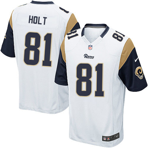 Men's Game Torry Holt Nike Jersey White Road - #81 NFL Los Angeles Rams
